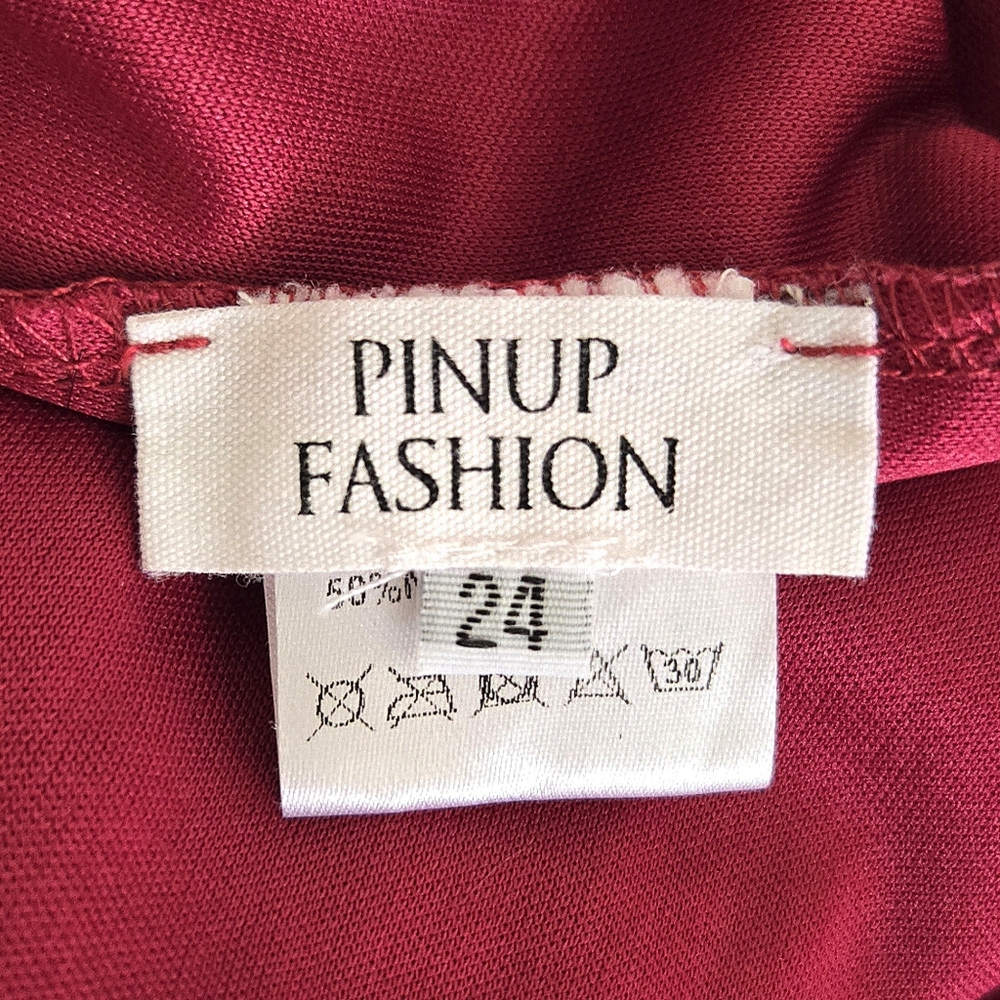 Cranberry Red Lace Maxi Dress Event Holiday Wedding V-neck Ruffled Sleeve Plus - Picture 10 of 11